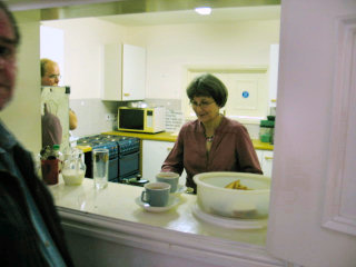 Dilys serves tea