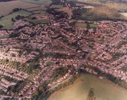 Arial view of Downley